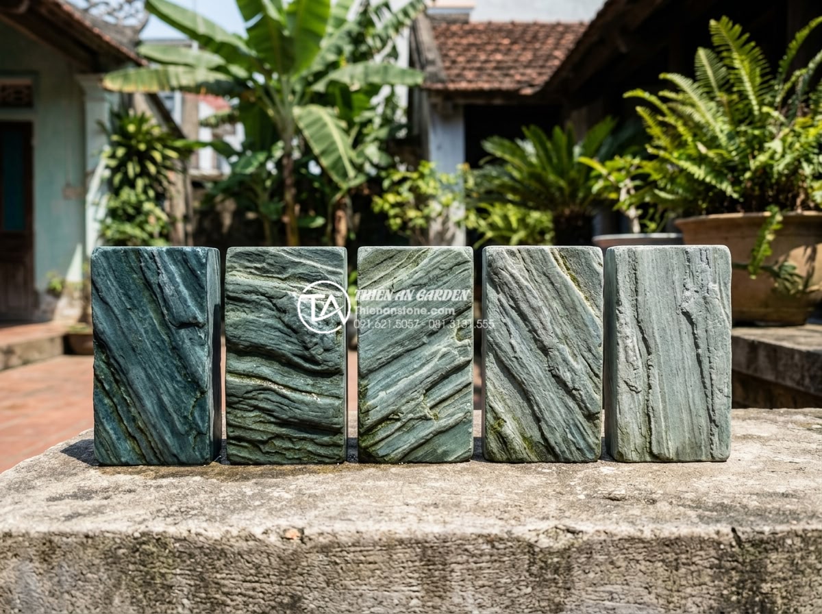 Tác động của thời tiết Việt Nam đến độ bền của đá xanh Nhật Bản - UV exposure test results on Japanese blue stone showing color retention compared