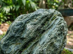 Ý nghĩa của đá xanh Nhật Bản trong phong thủy sân vườn bạn cần biết - Professional close-up photograph of authentic Japanese Seiryu stone showing intr
