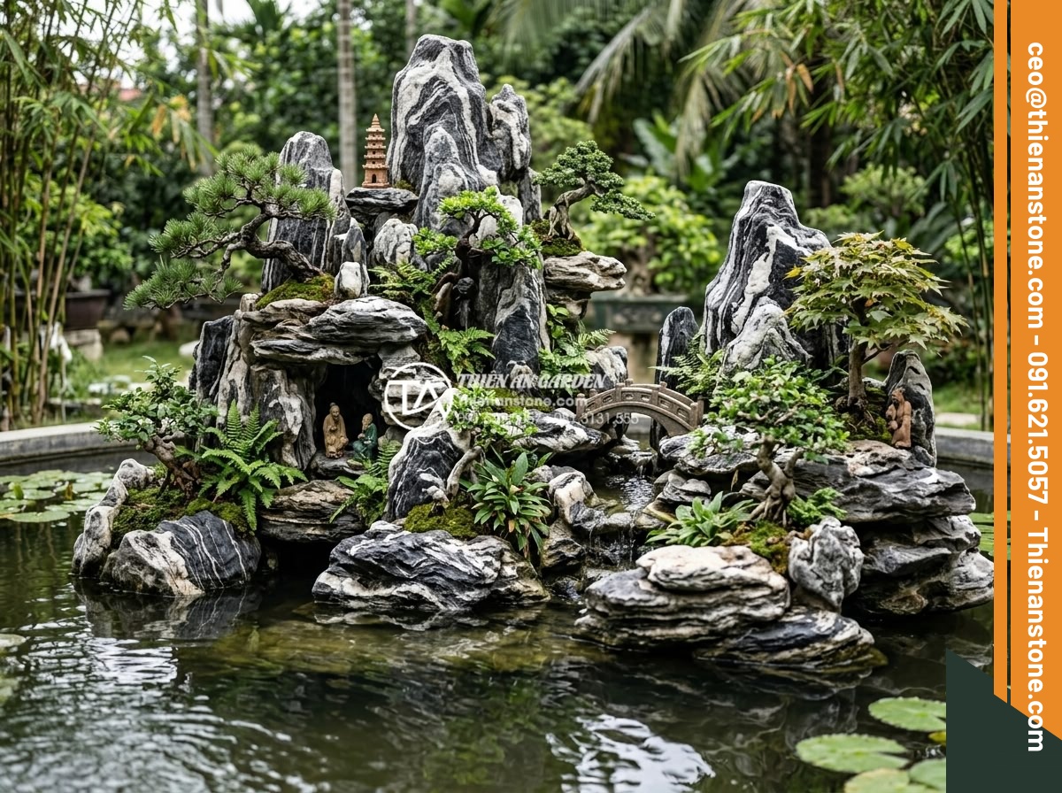 10 Loại đá tự nhiên chuyên dụng cho tiểu cảnh sân vườn mỹ nghệ - Hình 25 10 Loại đá tự nhiên chuyên dụng cho tiểu cảnh sân vườn mỹ nghệ - Comprehensive overview of 10 natural stone types displayed together in an artist
