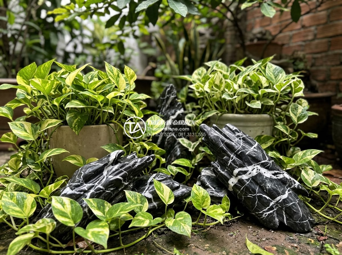Bí quyết chọn cây trồng tiểu cảnh góc sân mini luôn xanh tốt quanh năm - Vibrant pothos plants with colorful variegated leaves growing lushly in a shaded