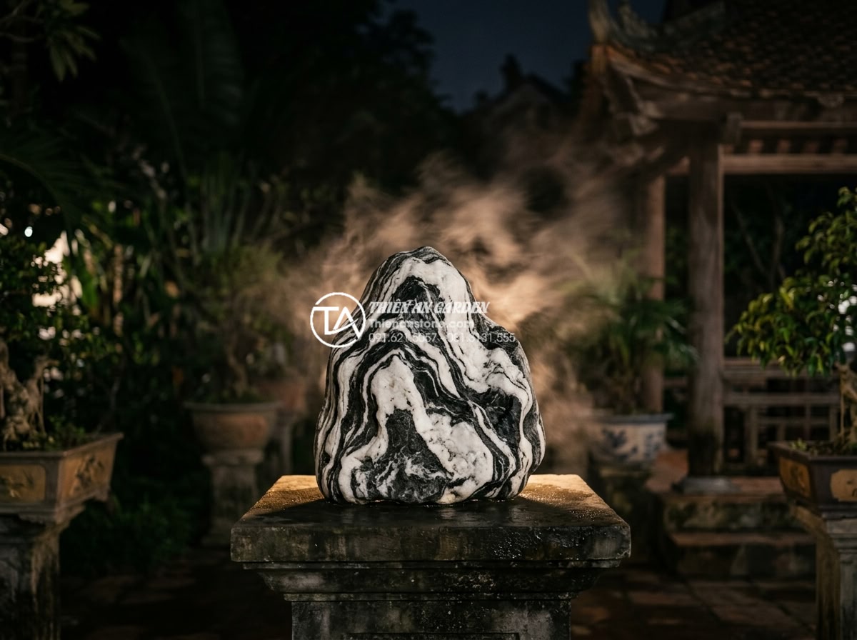 Cách kết hợp đèn sân vườn để làm nổi bật vân mây của đá tuyết sơn - Realistic night photography of Snow Mountain stone with perfectly balanced warm 