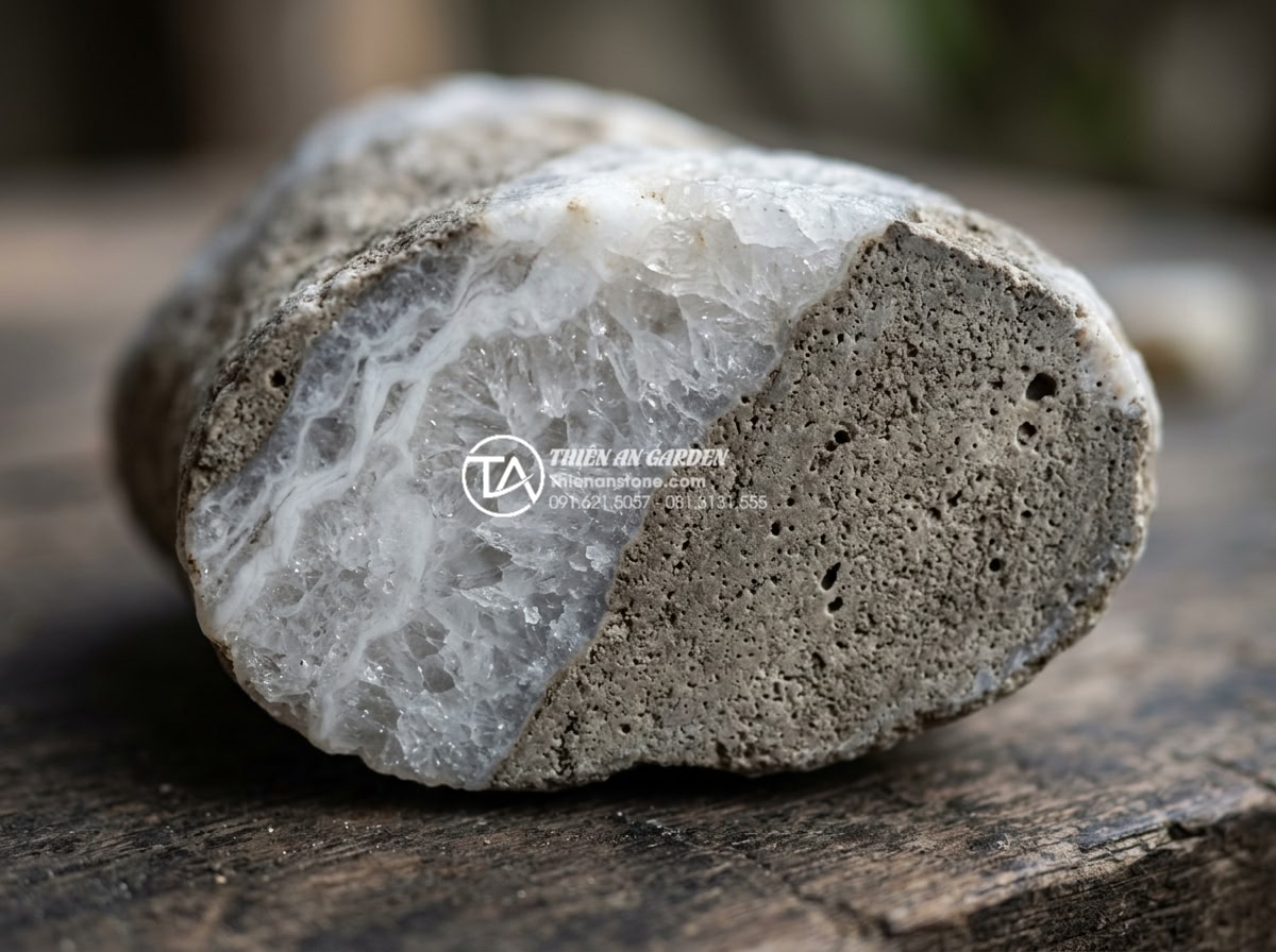 Hỏi đáp: Đá tuyết sơn có phải là đá vôi không và tính chất vật lý của nó - Detailed macro photograph of Đá tuyết sơn cross-section revealing recrystallized