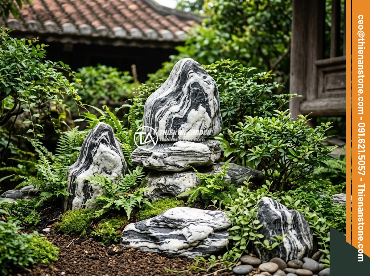 Nghệ thuật sắp đặt đá cảnh tạo điểm nhấn cho tiểu cảnh góc sân đẹp - Hình 20 Nghệ thuật sắp đặt đá cảnh tạo điểm nhấn cho tiểu cảnh góc sân đẹp - Long-term preserved natural stone arrangement in well-maintained garden corner l