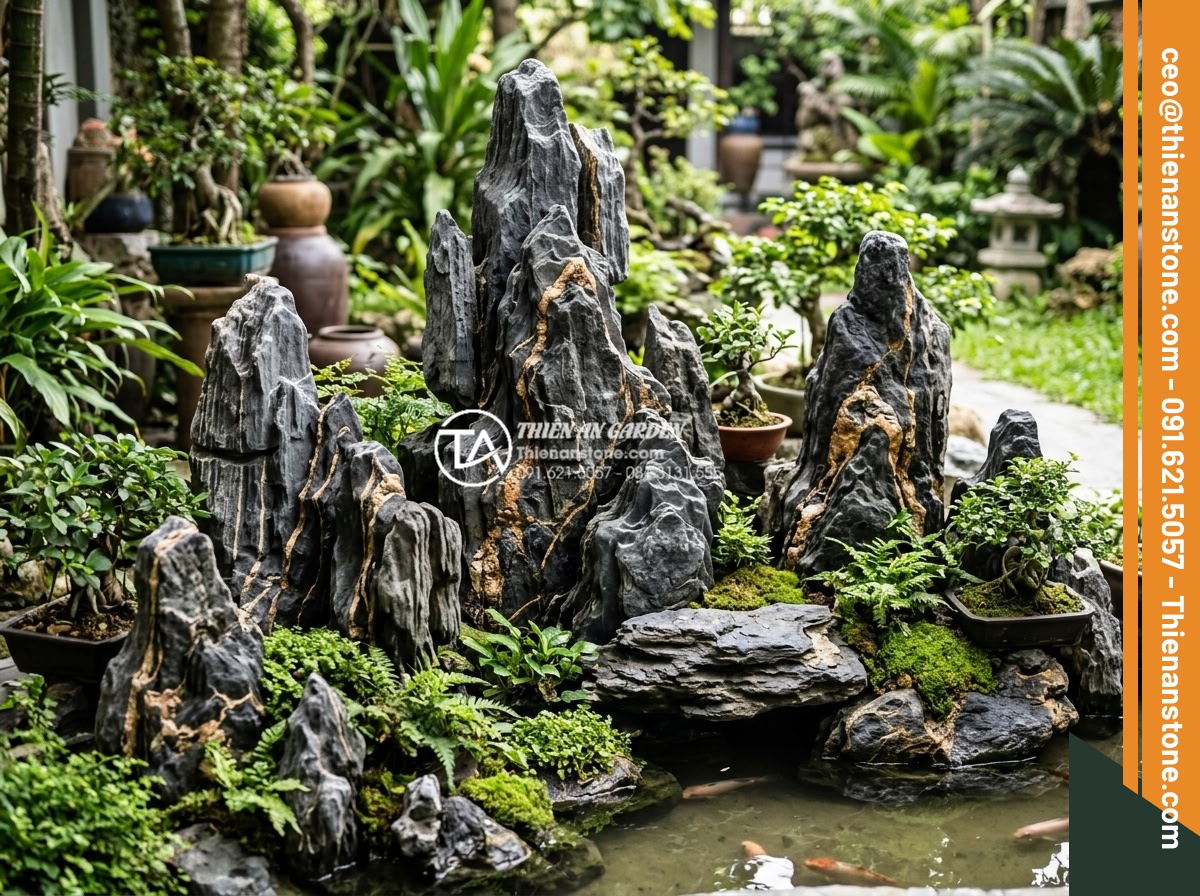 Nghệ thuật sắp đặt đá cảnh tạo điểm nhấn cho tiểu cảnh góc sân đẹp - Hình 5 Nghệ thuật sắp đặt đá cảnh tạo điểm nhấn cho tiểu cảnh góc sân đẹp - Collection of different natural stone types including granite basalt and marble