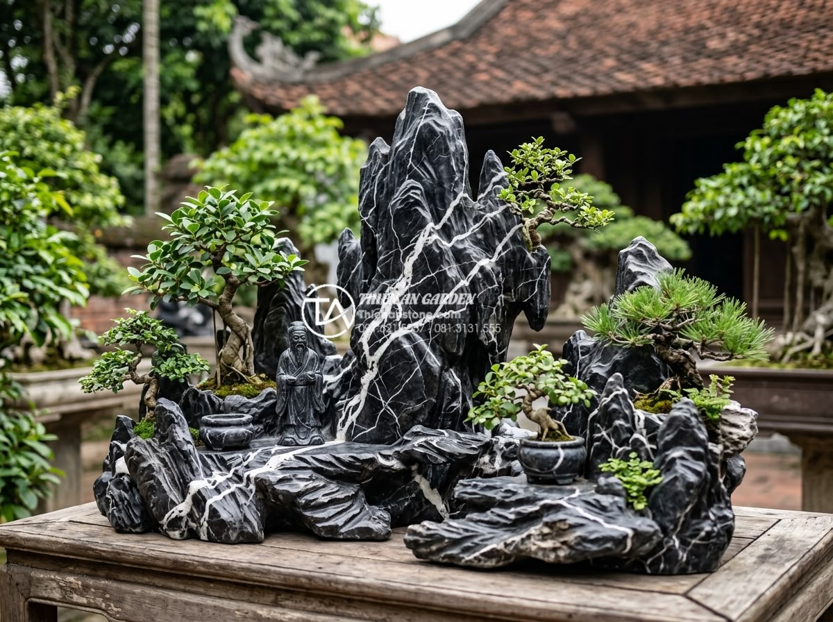 Tiểu cảnh góc sân vườn là gì? Lợi ích tuyệt vời cho không gian sống - Hình 3 Tiểu cảnh góc sân vườn là gì? Lợi ích tuyệt vời cho không gian sống - Historical evolution of Asian garden corner miniatures showing ancient stone scu