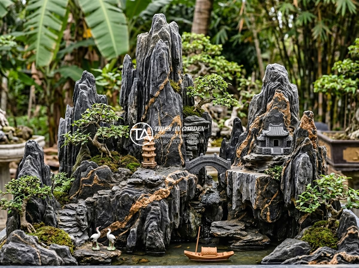 Tiểu cảnh sân vườn nhà cấp 4: Ý tưởng trang trí nông thôn xanh mát - Role of artistic carved natural stones and sculptures enhancing the beauty of a 