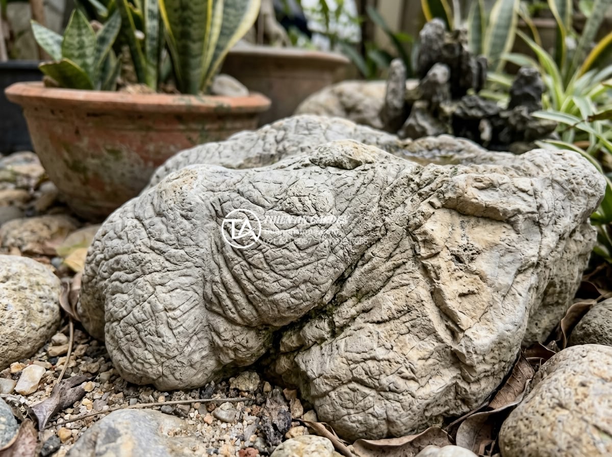 Top 10 loại đá tự nhiên trang trí tiểu cảnh góc sân bền đẹp vĩnh cửu - Close-up of polished and natural granite textures used in garden corner decor, s