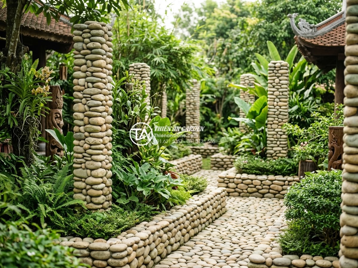Tư vấn thiết kế tiểu cảnh sân vườn hợp mệnh cho gia chủ - Vibrant feng shui garden tailored for Wood element with tall green-toned natural