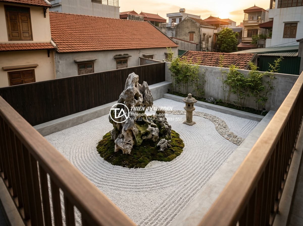 Xu hướng tiểu cảnh góc sân vườn kiểu Nhật (Zen Garden) tĩnh tại - Stunning modern Japanese dry garden design for small urban courtyard featuring l