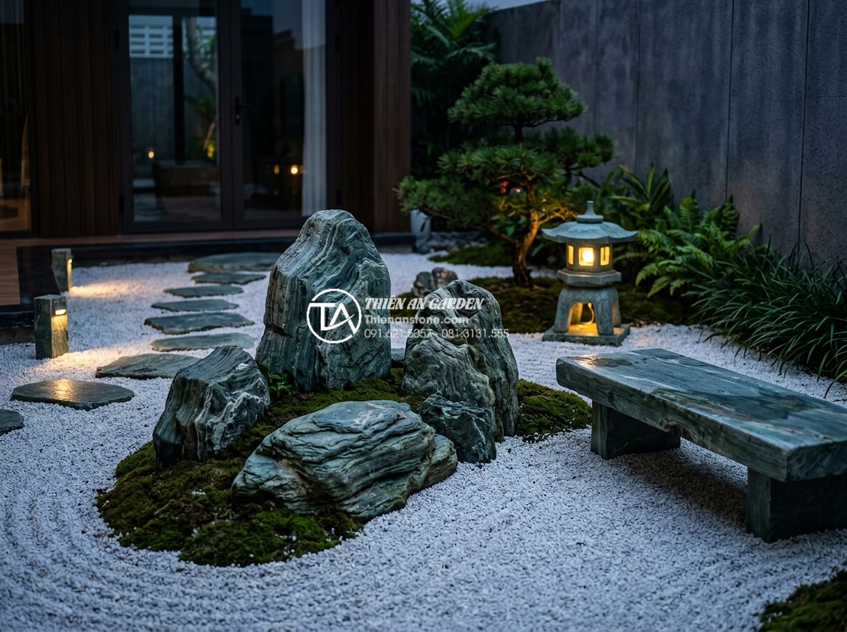 15 Ý tưởng tiểu cảnh sân sau mini cho không gian nhỏ hẹp dưới 10m2 - Hình 6 15 Ý tưởng tiểu cảnh sân sau mini cho không gian nhỏ hẹp dưới 10m2 - Professional realistic photo of a modern minimalist 8 square meter backyard zen