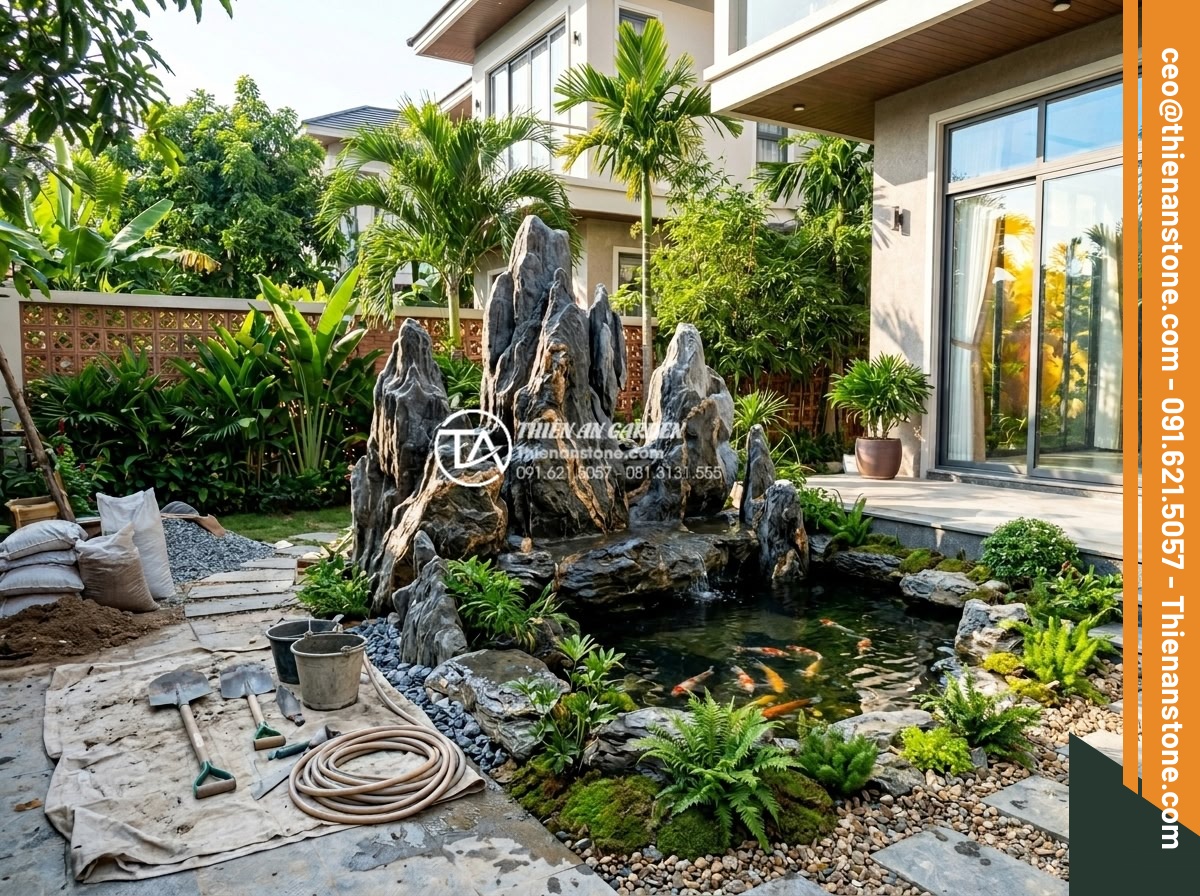 5 Sai lầm nghiêm trọng khi thiết kế tiểu cảnh sân sau khiến nhà u ám - Hình 8 5 Sai lầm nghiêm trọng khi thiết kế tiểu cảnh sân sau khiến nhà u ám - High-resolution professional image of expert team from Da Canh Thien An installi