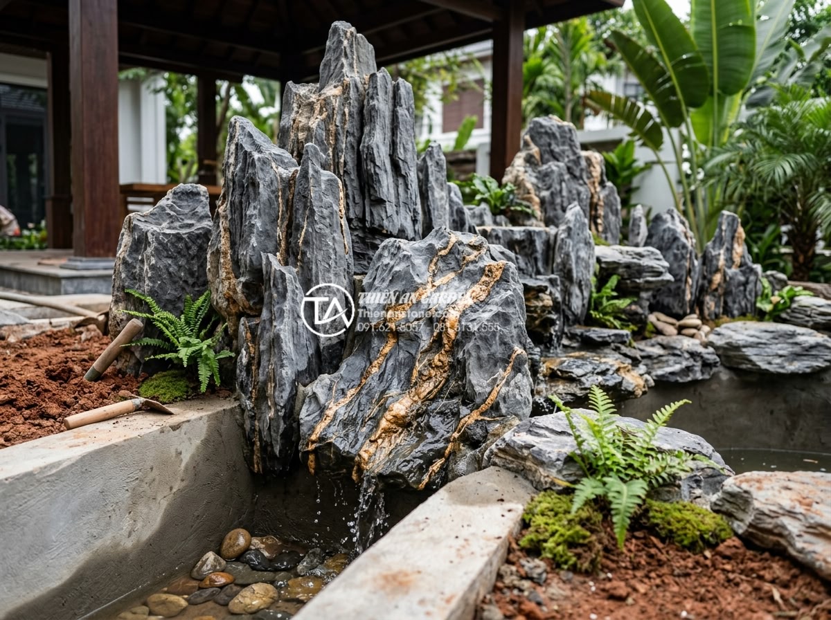 Báo giá thi công tiểu cảnh sân sau trọn gói mới nhất 2026 - Hình 3 Báo giá thi công tiểu cảnh sân sau trọn gói mới nhất 2026 - Professional price table and cost breakdown for 2026 backyard stone landscape co