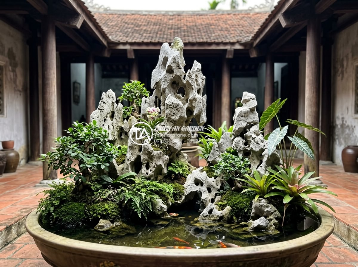 Bí quyết vệ sinh đá tự nhiên và cây xanh ở giếng trời luôn sạch đẹp - Hình 20 Bí quyết vệ sinh đá tự nhiên và cây xanh ở giếng trời luôn sạch đẹp - Satisfied client with perfectly maintained stone and plant atrium garden by expe