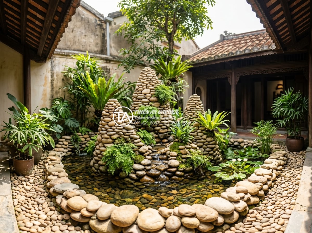 Checklist 10 bước nghiệm thu tiểu cảnh giếng trời sau khi thi công - Hình 20 Checklist 10 bước nghiệm thu tiểu cảnh giếng trời sau khi thi công - 360 degree panoramic perspective of completed sky well rockery with balanced com