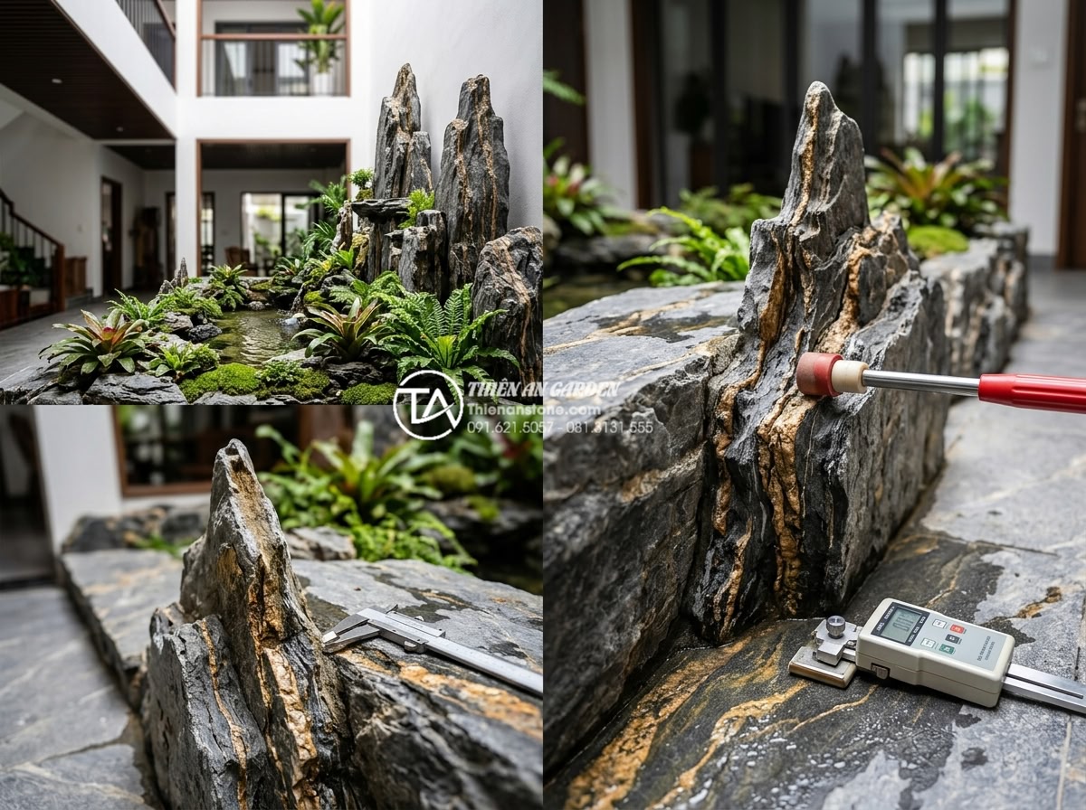 Checklist 10 bước nghiệm thu tiểu cảnh giếng trời sau khi thi công - Hình 23 Checklist 10 bước nghiệm thu tiểu cảnh giếng trời sau khi thi công - Safety testing on edges and surfaces of installed natural stone elements in fami