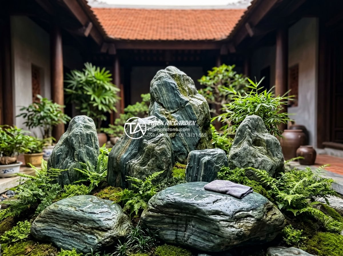 Checklist 10 bước nghiệm thu tiểu cảnh giếng trời sau khi thi công - Hình 25 Checklist 10 bước nghiệm thu tiểu cảnh giếng trời sau khi thi công - Final cleaning and polishing of natural stone surfaces in a completed sky well l