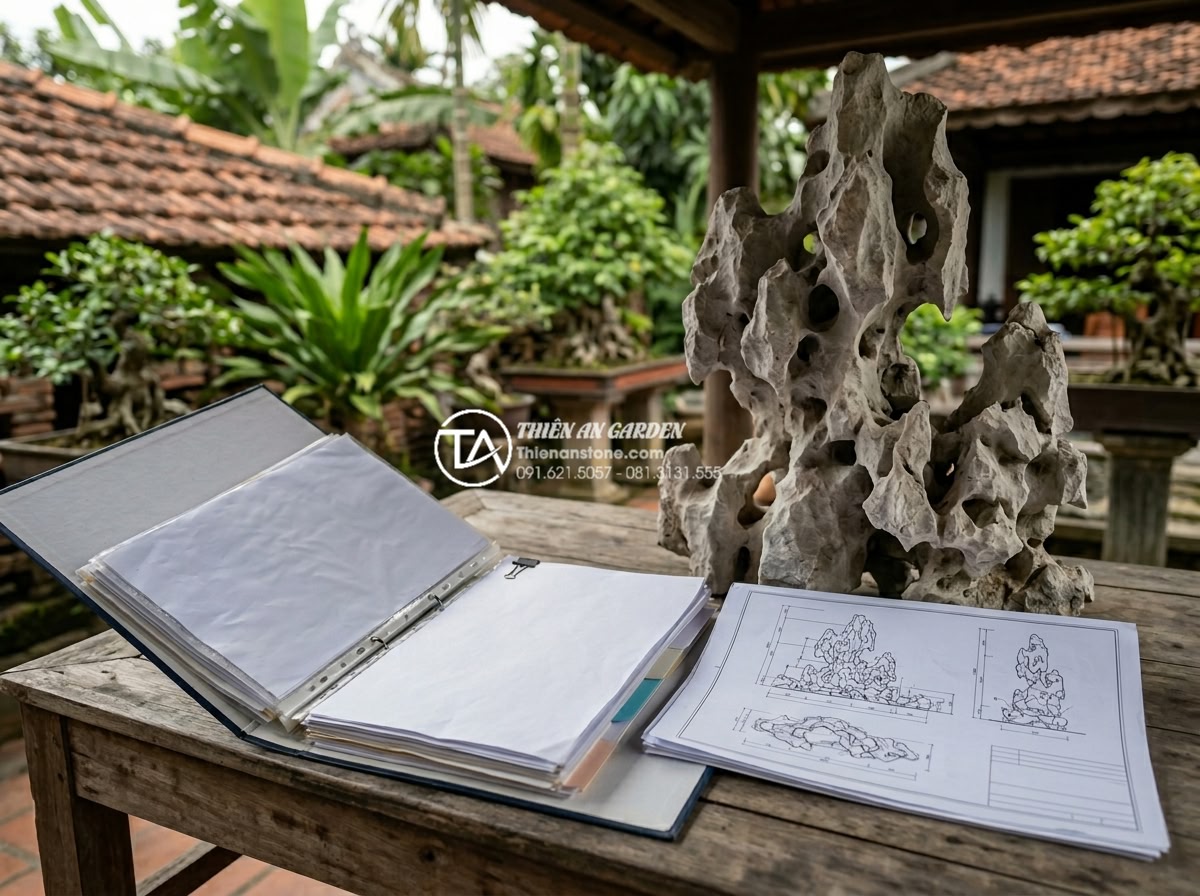 Checklist 10 bước nghiệm thu tiểu cảnh giếng trời sau khi thi công - Hình 8 Checklist 10 bước nghiệm thu tiểu cảnh giếng trời sau khi thi công - Organized binder with signed construction reports, material certificates and des