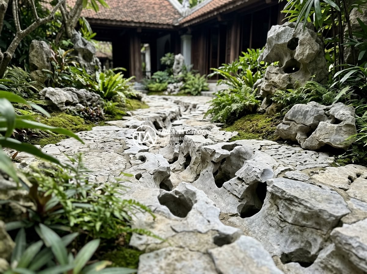 Giải pháp thoát nước cho tiểu cảnh giếng trời ngoài trời khi mưa lớn - Hình 6 Giải pháp thoát nước cho tiểu cảnh giếng trời ngoài trời khi mưa lớn - Integrated aesthetic and functional drainage system in luxury garden courtyard u