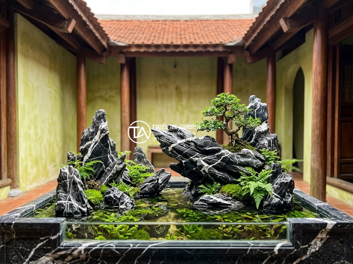 Lỗi thường gặp khi thi công tiểu cảnh giếng trời và cách khắc phục - Hình 18 Lỗi thường gặp khi thi công tiểu cảnh giếng trời và cách khắc phục - Fully restored and upgraded sky well mini landscape demonstrating successful err