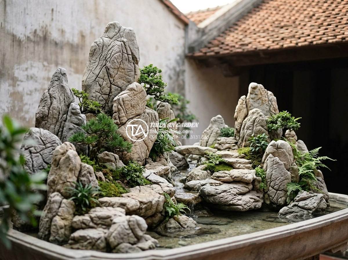 Lỗi thường gặp khi thi công tiểu cảnh giếng trời và cách khắc phục - Hình 20 Lỗi thường gặp khi thi công tiểu cảnh giếng trời và cách khắc phục - Completed high-end sky well mini landscape project by Da Canh Thien An showcasin