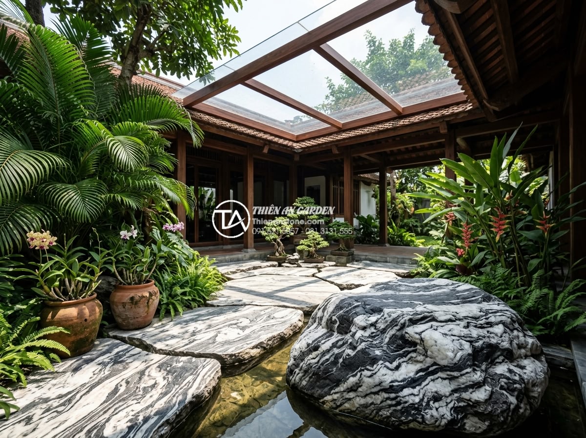 Nên dùng kính cường lực hay tấm nhựa lấy sáng cho mái che giếng trời? - Expert decision-making guide for choosing skylight materials based on garden des