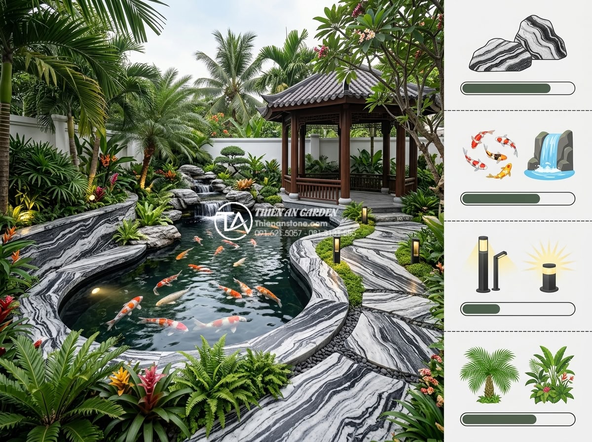 Nghệ thuật sắp đặt tiểu cảnh sân sau biệt thự sang trọng với đá tự nhiên - Hình 8 Nghệ thuật sắp đặt tiểu cảnh sân sau biệt thự sang trọng với đá tự nhiên - Detailed cost breakdown infographic for luxury villa backyard stone garden proje