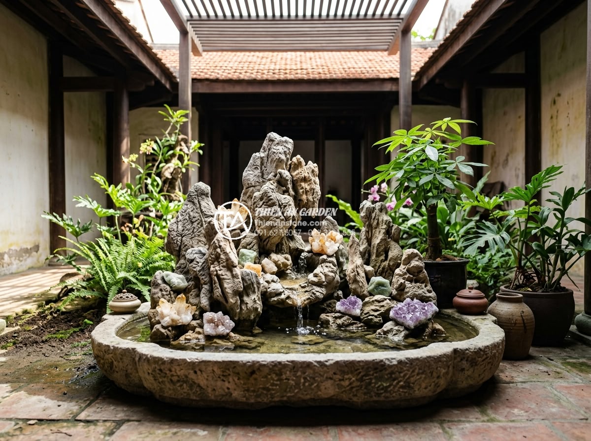 Phong thủy giếng trời: Những điều đại kỵ cần tránh để không hao tài - Hình 15 Phong thủy giếng trời: Những điều đại kỵ cần tránh để không hao tài - Effective Feng Shui remedies using natural stone and crystals to fix atrium prob