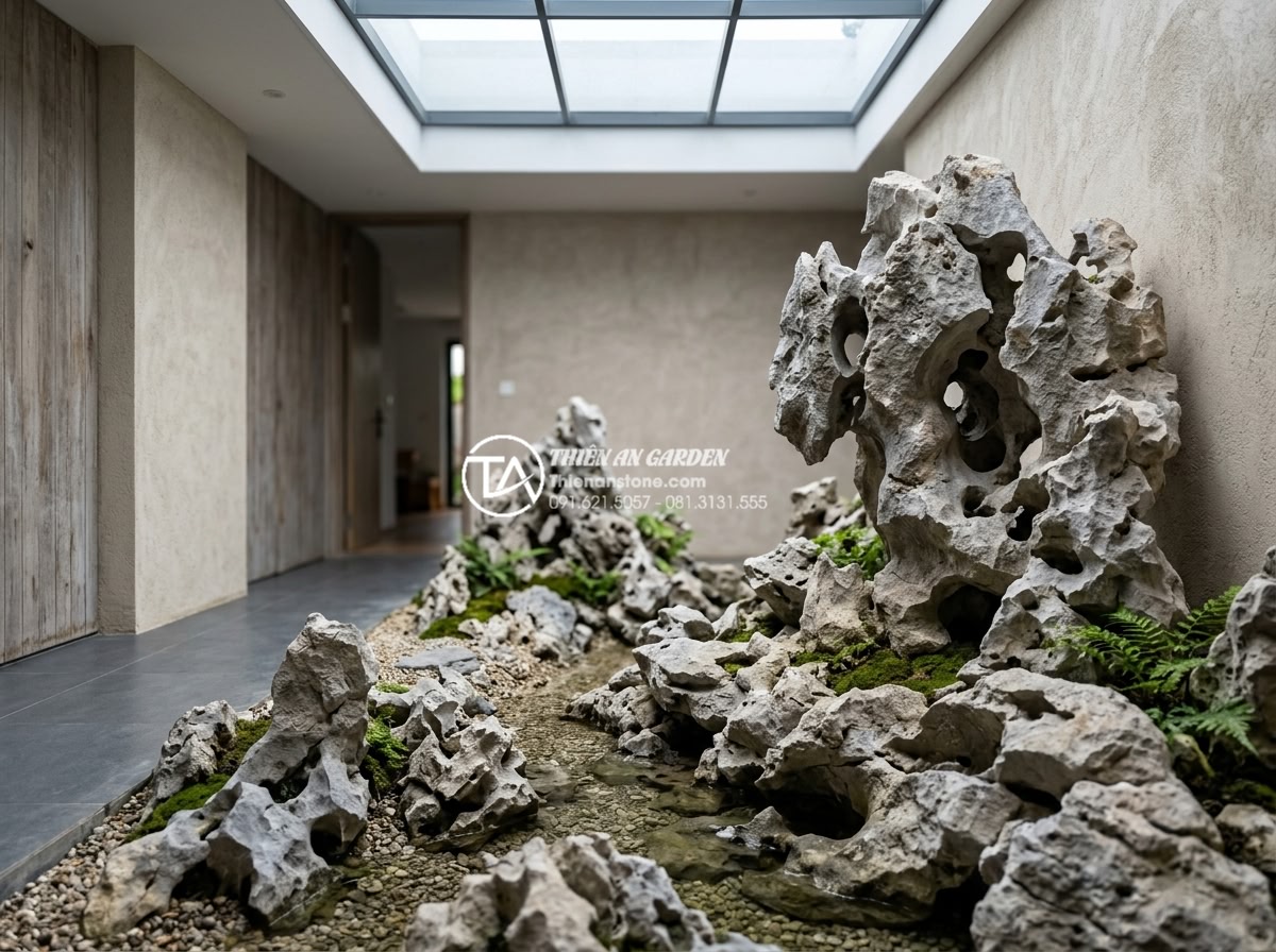 Quy trình chống thấm giếng trời triệt để tránh ẩm mốc tường - Happy customer testimonial scene at a beautifully waterproofed skylight courtyar