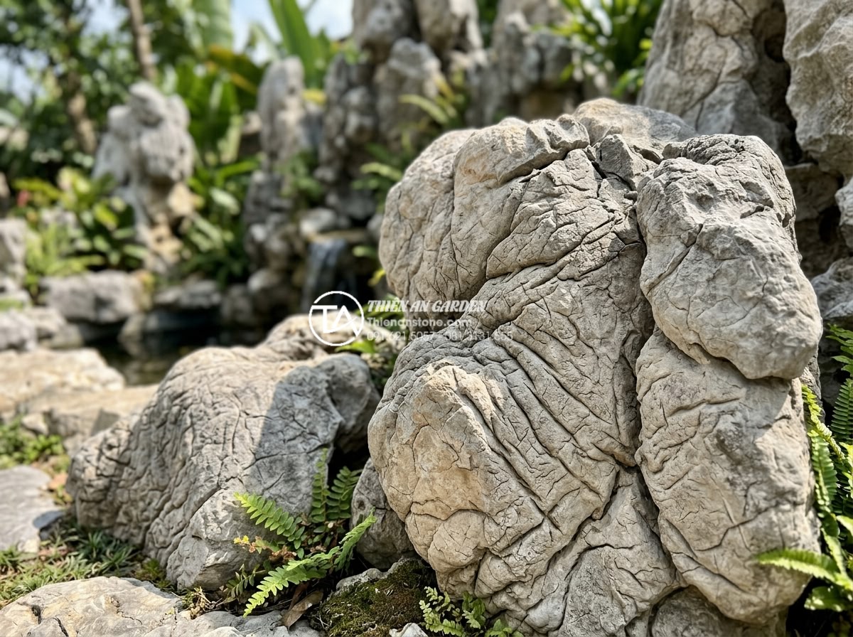 Tại sao nên dùng đá tự nhiên thay vì đá nhân tạo cho tiểu cảnh ngoài trời? - Close-up of luxurious natural stone textures with intricate mineral patterns use