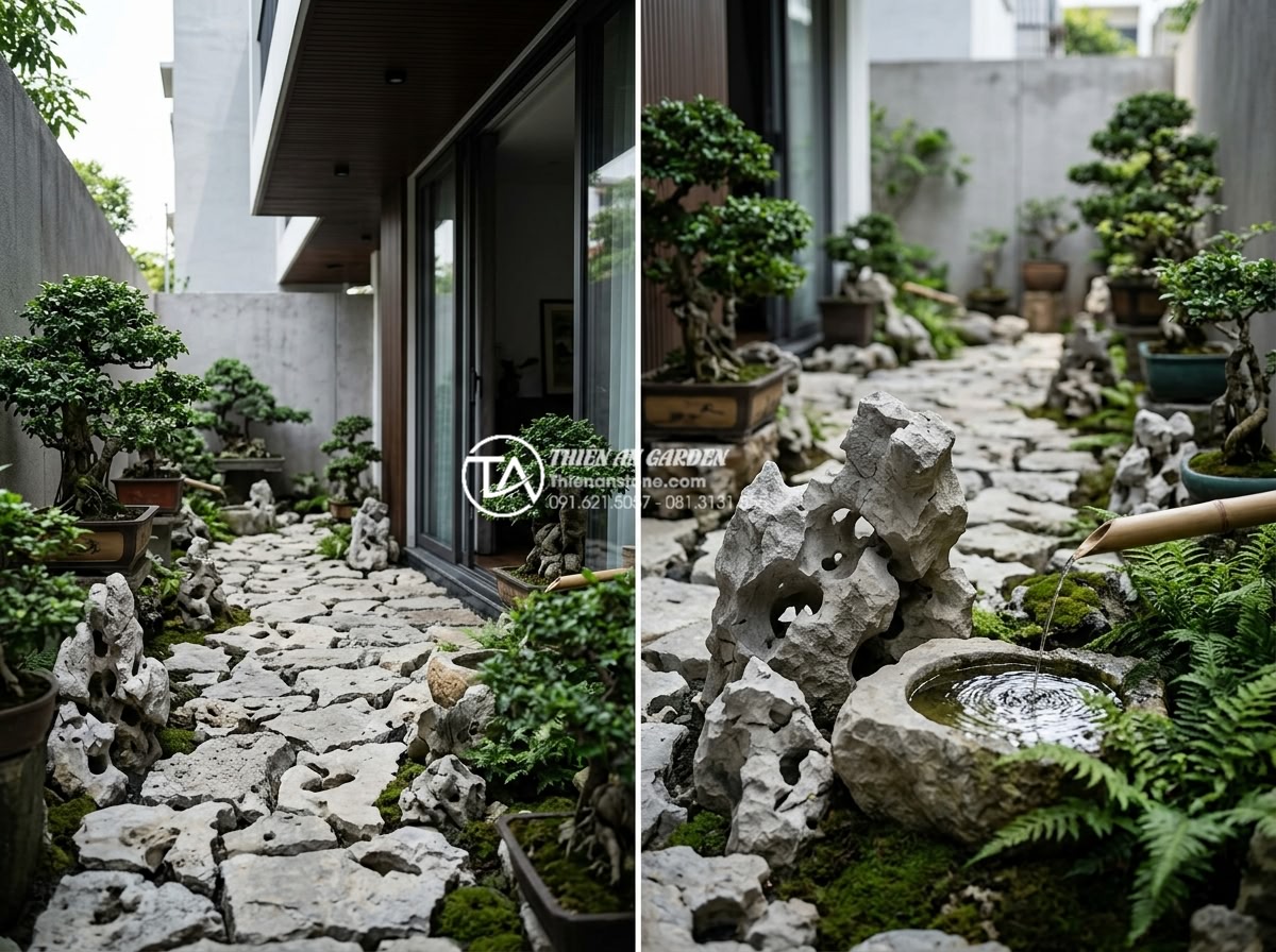 Tại sao tiểu cảnh sân sau lại là giải pháp chống nóng hiệu quả cho nhà ống? - Hình 12 Tại sao tiểu cảnh sân sau lại là giải pháp chống nóng hiệu quả cho nhà ống? - Modern minimalist backyard miniature scene tailored for small spaces with elegan