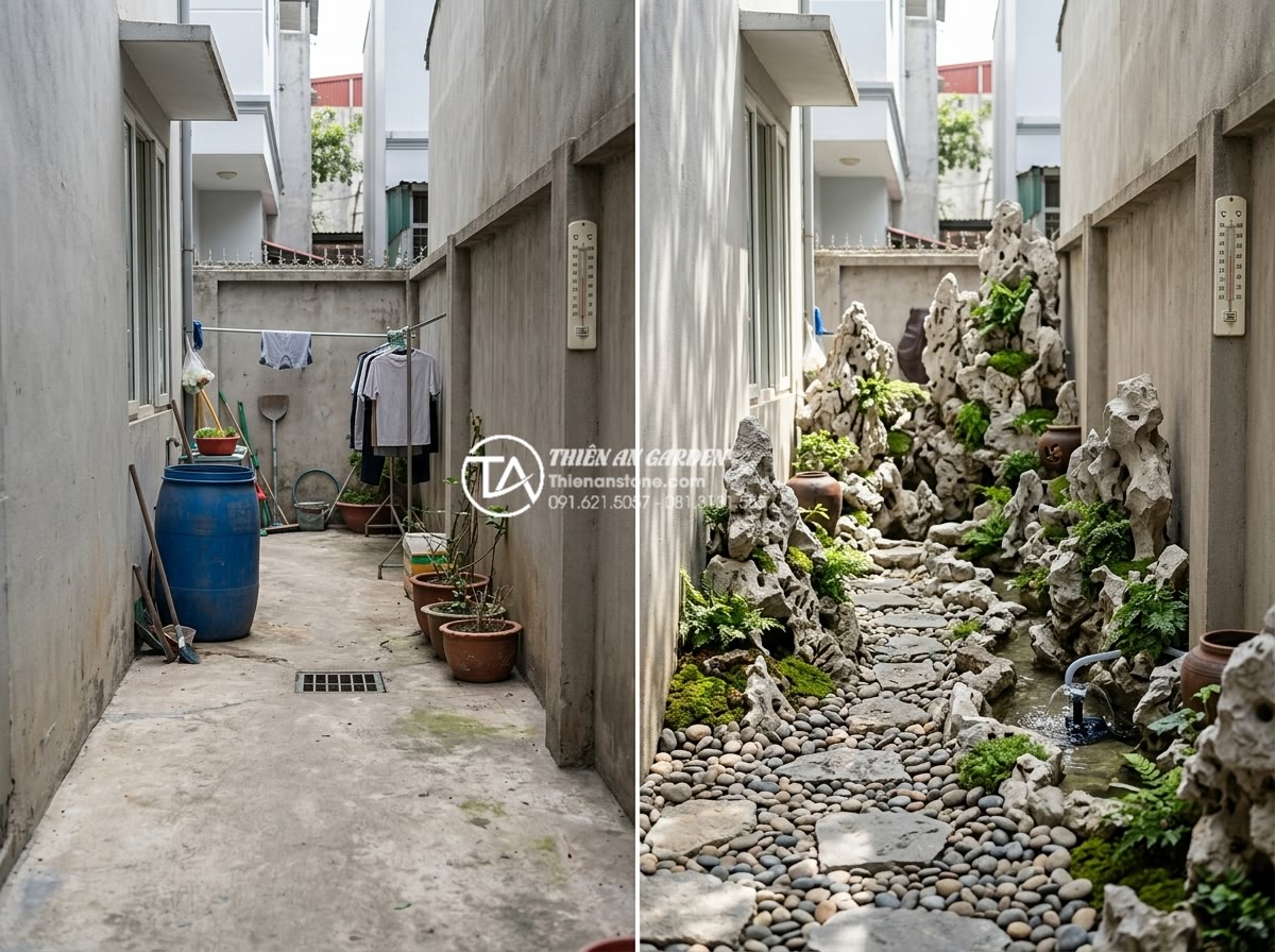 Tại sao tiểu cảnh sân sau lại là giải pháp chống nóng hiệu quả cho nhà ống? - Hình 19 Tại sao tiểu cảnh sân sau lại là giải pháp chống nóng hiệu quả cho nhà ống? - Real-life before and after photos of a tube house backyard transformed into a co