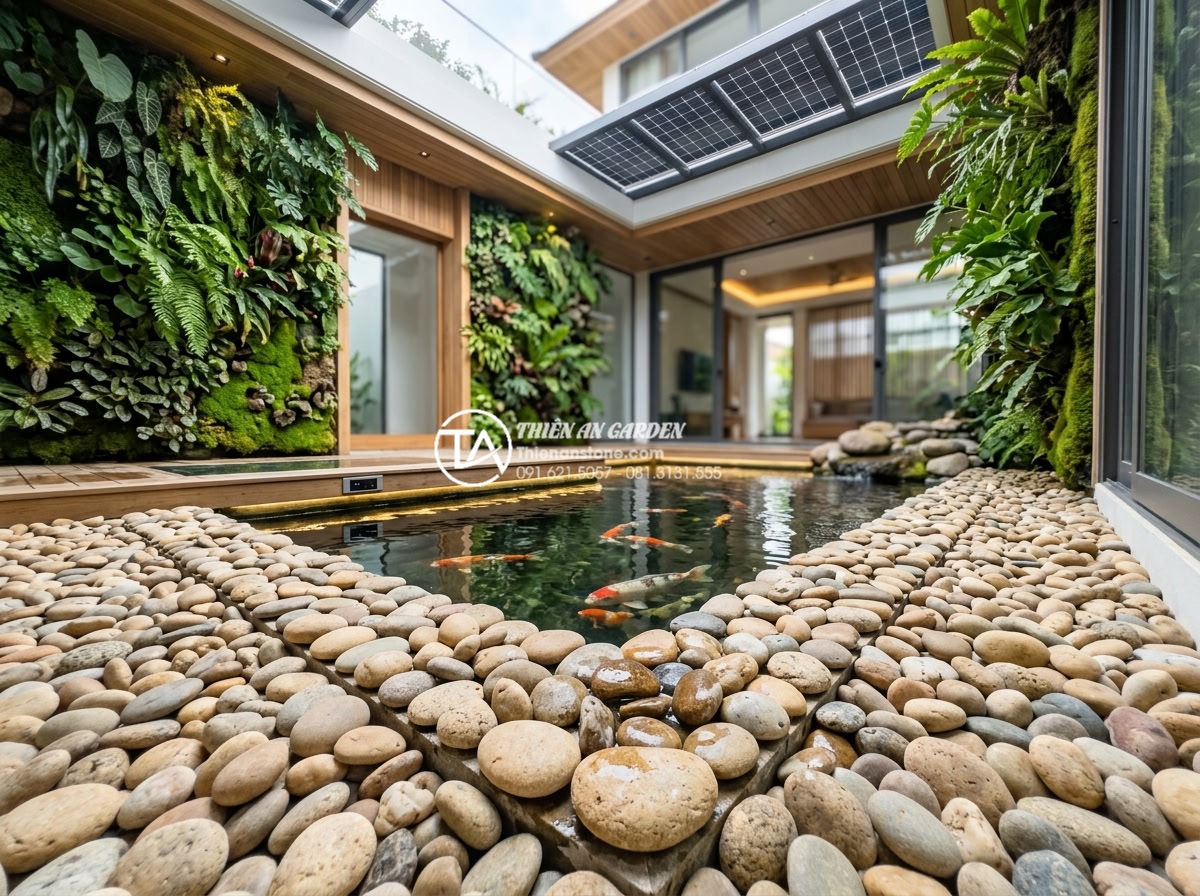 Thiết kế tiểu cảnh giếng trời có hồ cá Koi: Đẳng cấp và thư giãn - Hình 6 Thiết kế tiểu cảnh giếng trời có hồ cá Koi: Đẳng cấp và thư giãn - Futuristic sustainable skywell Koi pond design with smart technology, vertical g