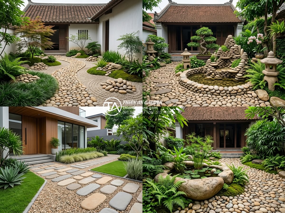 Tiểu cảnh sân trước nhà cấp 4: Cách biến tấu đơn giản mà đẳng cấp - Hình 4 Tiểu cảnh sân trước nhà cấp 4: Cách biến tấu đơn giản mà đẳng cấp - Beautiful collection of 4 different small front yard landscapes for Vietnamese l