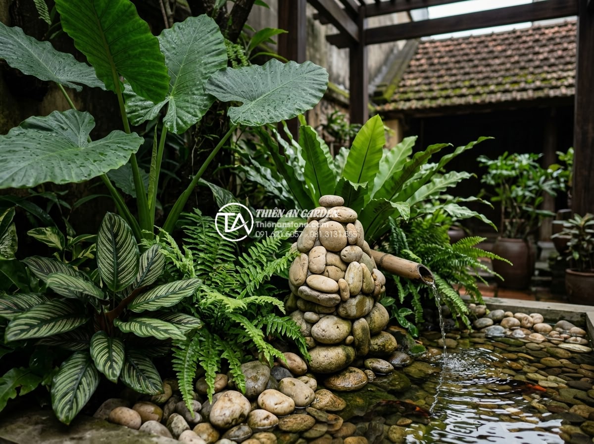 Top 10 loại cây chịu bóng râm cực tốt cho tiểu cảnh sân sau nhà phố - Close-up view of vibrant green shade-loving plants thriving under low light cond