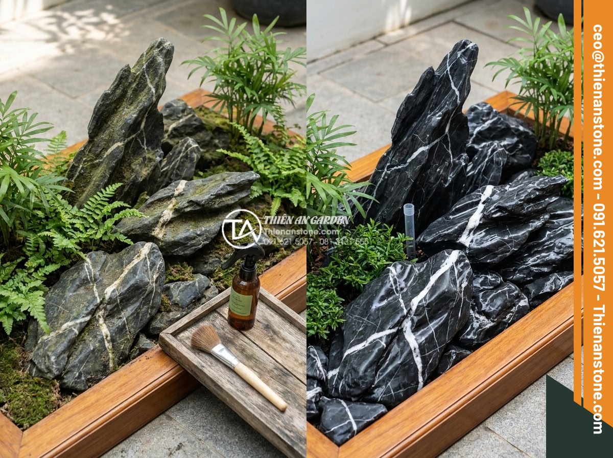 5 Sai lầm phổ biến khi tự làm tiểu cảnh trước nhà mini bạn cần biết - Professional seasonal maintenance photography of a luxury mini rock garden: tech
