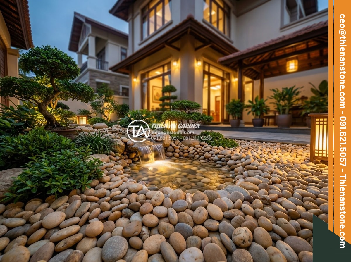 5 Sai lầm phổ biến khi tự làm tiểu cảnh trước nhà mini bạn cần biết - Warm and inviting final professional photograph of a completed luxury mini rock 