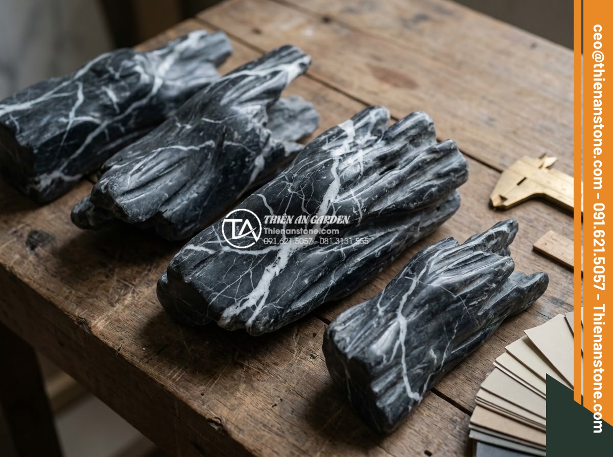 5 Sai lầm phổ biến khi tự làm tiểu cảnh trước nhà mini bạn cần biết - Professional close-up shot of premium natural stone selection process for mini g