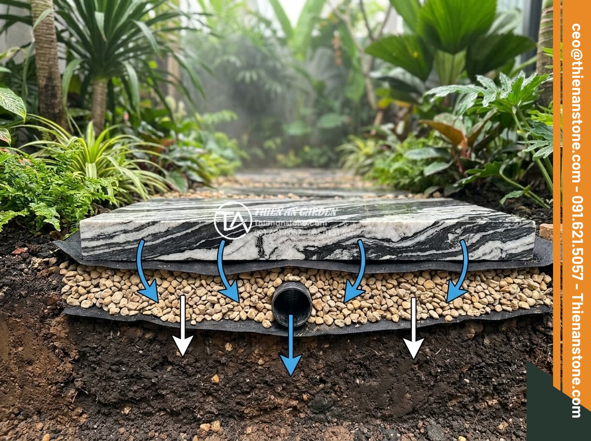 5 Sai lầm phổ biến khi tự làm tiểu cảnh trước nhà mini bạn cần biết - Technical cross-section professional photograph of proper mini garden foundation