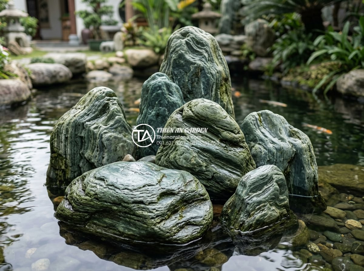 Có nên đặt bể cá tiểu cảnh trước cửa nhà? Lưu ý đại kỵ phong thủy - Hình 6 Có nên đặt bể cá tiểu cảnh trước cửa nhà? Lưu ý đại kỵ phong thủy - High quality natural stone collection for Koi pond construction including black
