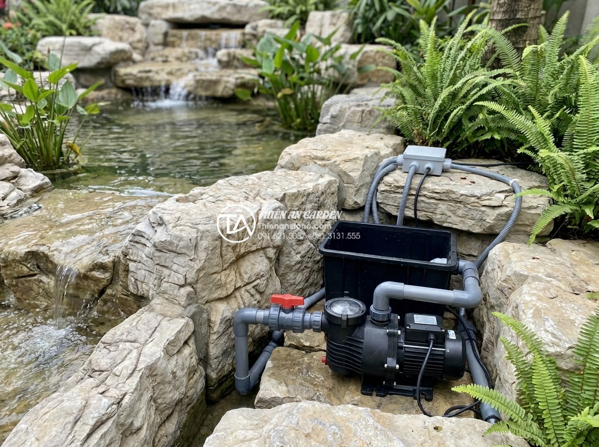 Hướng dẫn tự làm tiểu cảnh thác nước sân vườn đơn giản tại nhà - Detailed installation of submersible pump and PVC piping system in a garden wate