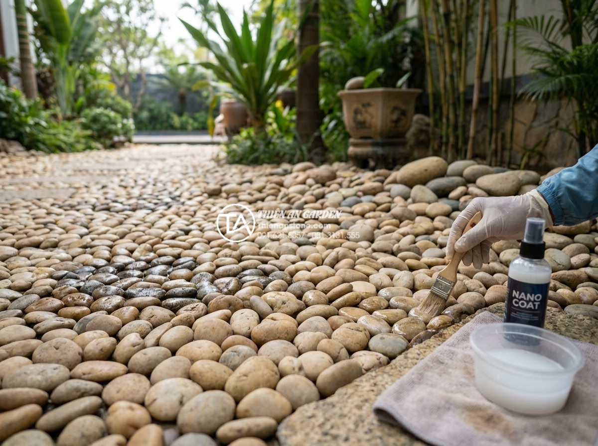 Những vật liệu không thể thiếu khi thi công tiểu cảnh trước nhà biệt thự - Expert stone protection and maintenance process for high-end landscaping featuri
