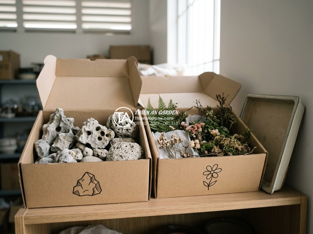 15 mẫu tiểu cảnh hoa tết khô từ đá cuội dành cho người bận rộn - Clean and organized storage solution photograph: disassembled dry flower pebble 
