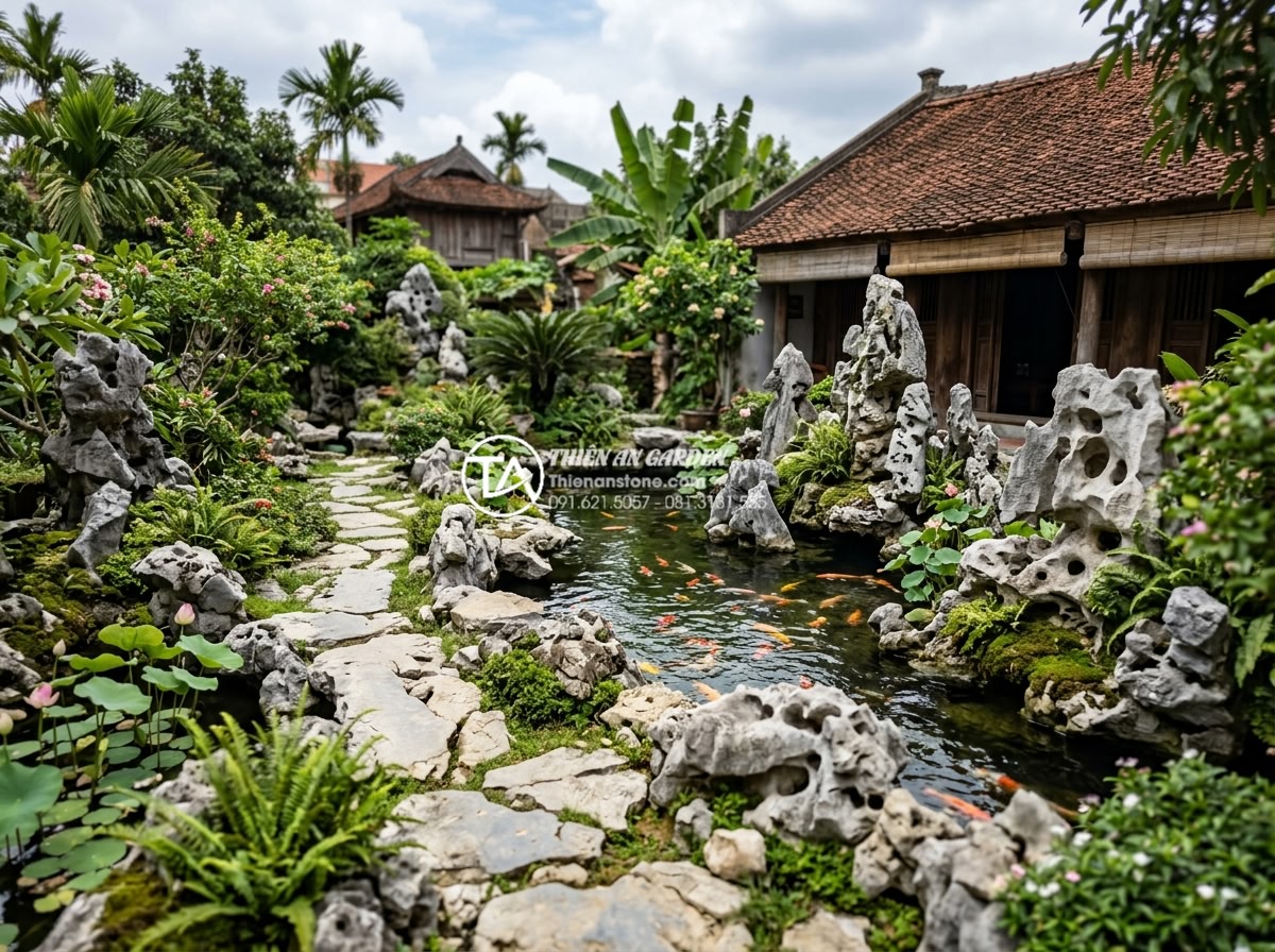 Báo giá thi công tiểu cảnh làng quê Bắc Bộ trọn gói mới nhất 2026 - Beautiful examples of popular 2026 Northern Vietnam rural village stone landscap