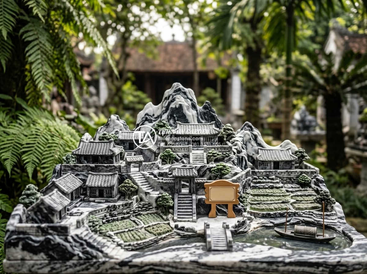 Báo giá thi công tiểu cảnh làng quê Bắc Bộ trọn gói mới nhất 2026 - Luxury completed stone rural village miniature landscape project with price tag 