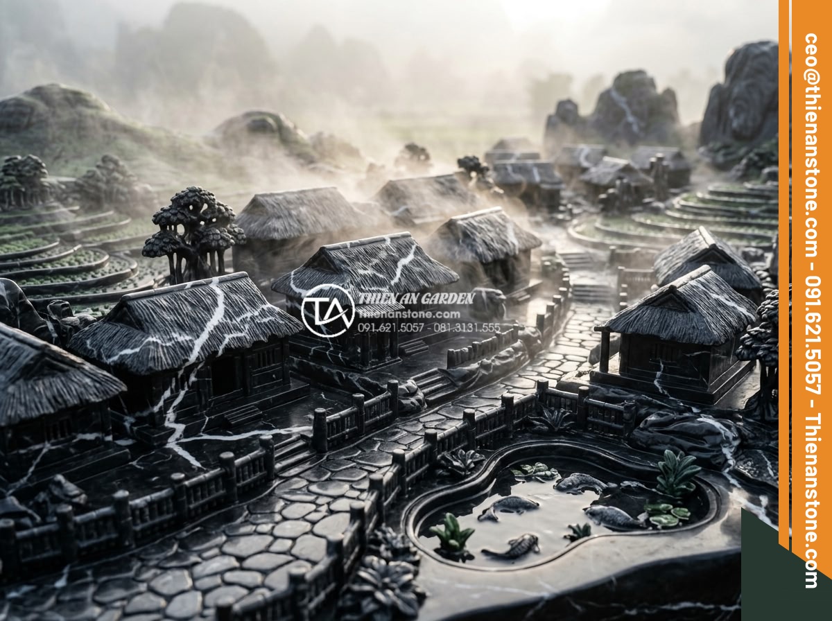 Cách tạo hiệu ứng khói sương huyền ảo cho tiểu cảnh làng quê mini - Highly detailed miniature Vietnamese northern countryside village scene crafted 