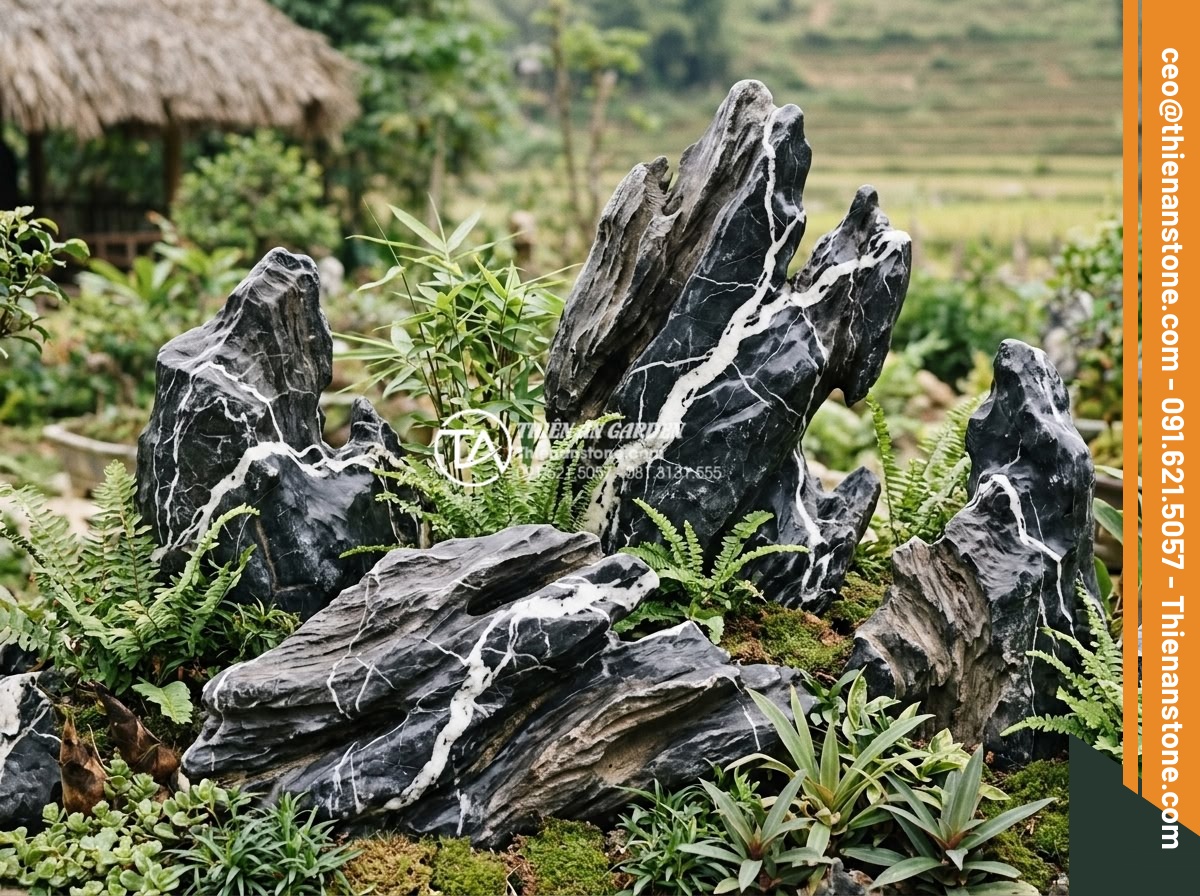 Cách xử lý rêu mốc cho tiểu cảnh làng quê ngoài trời vào mùa mưa - High quality natural stone selection examples for weather-resistant rural garden