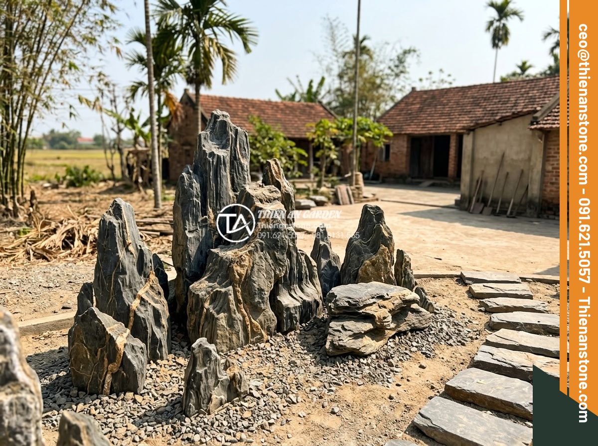 Cách xử lý rêu mốc cho tiểu cảnh làng quê ngoài trời vào mùa mưa - Well-ventilated and sunlit natural stone rural village landscape design preventi