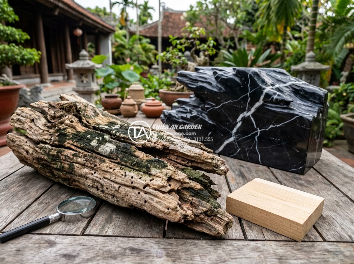 Có nên mua tiểu cảnh gỗ lũa cũ không? Những rủi ro cần tránh - Hình 3 Có nên mua tiểu cảnh gỗ lũa cũ không? Những rủi ro cần tránh - Detailed realistic image showing the hidden dangers of old driftwood: close-up v