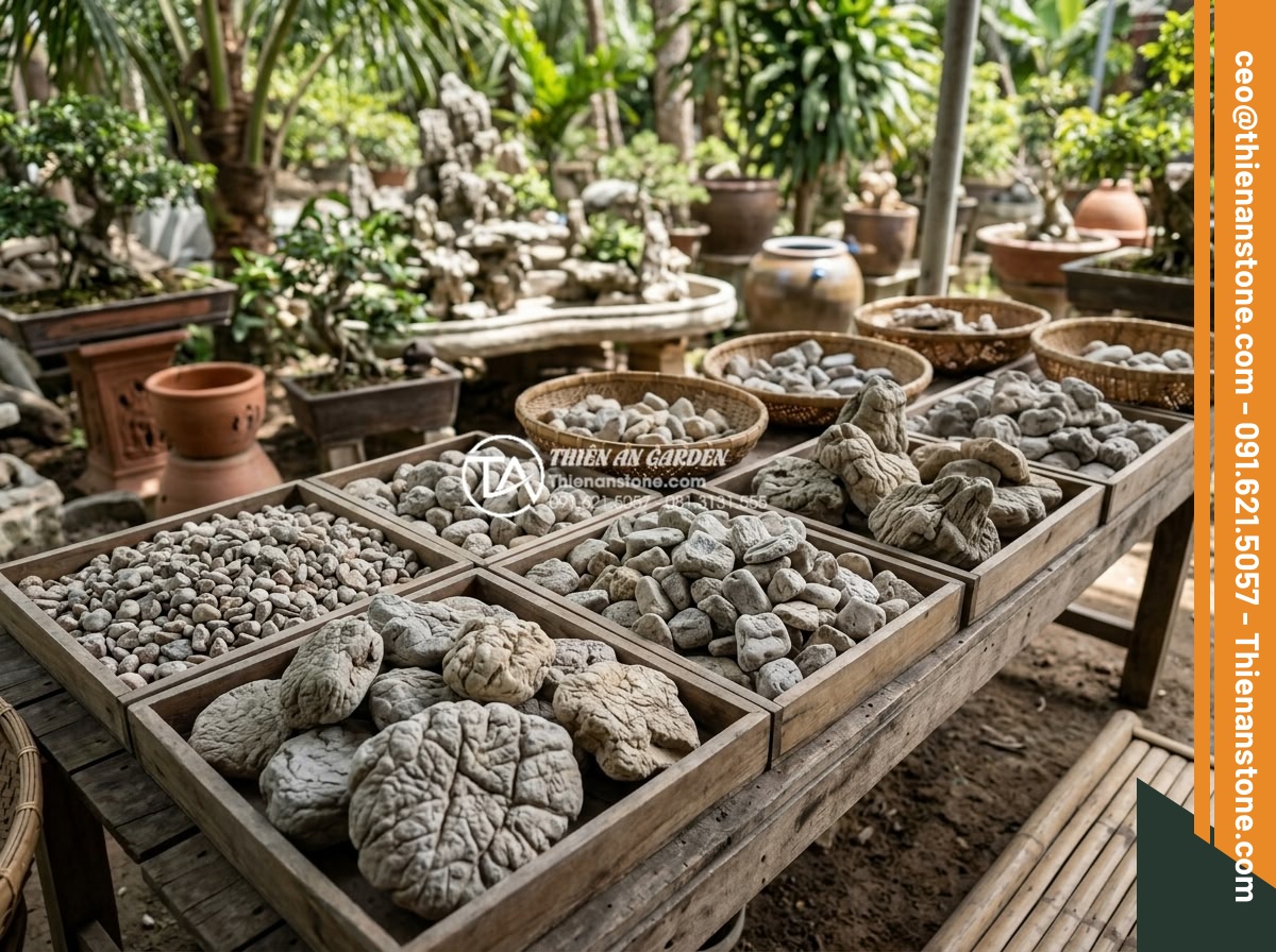 Hướng dẫn dán đá cuội làm tiểu cảnh bằng keo chuyên dụng siêu chắc - Selection of high-quality colorful natural pebble stones sorted by size and colo