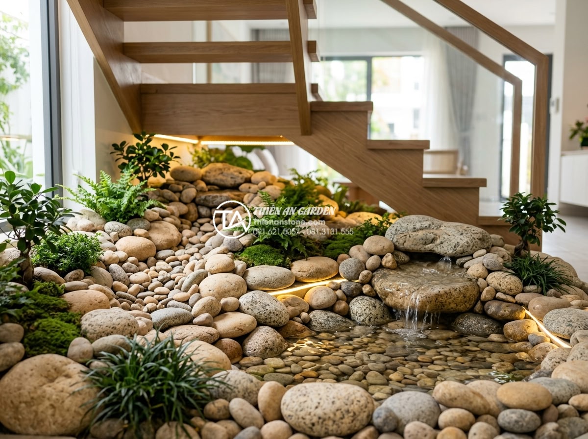 Hướng dẫn tự làm tiểu cảnh làng quê mini tại nhà cho người mới bắt đầu - Professional realistic rendering of a mini Vietnamese countryside stone landscap
